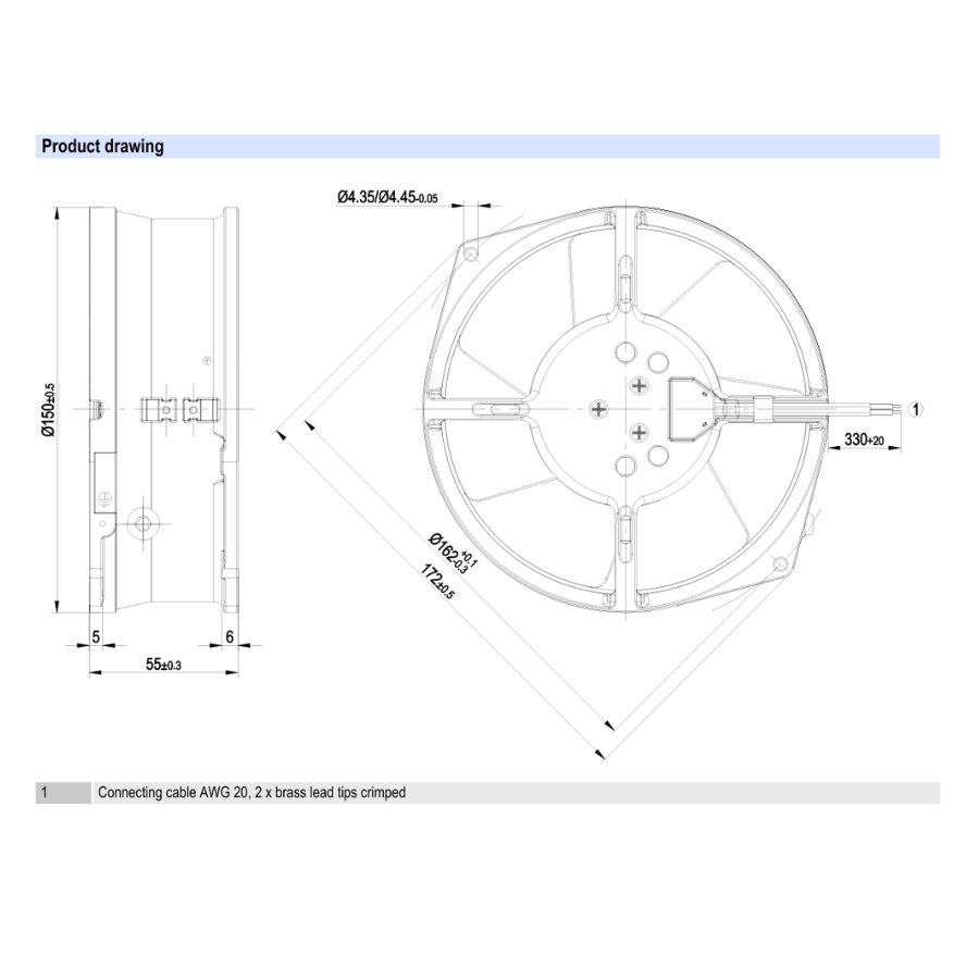 bảng vẽ Quạt compact giải nhiệt EBMPAPST W2S130-AA03-01