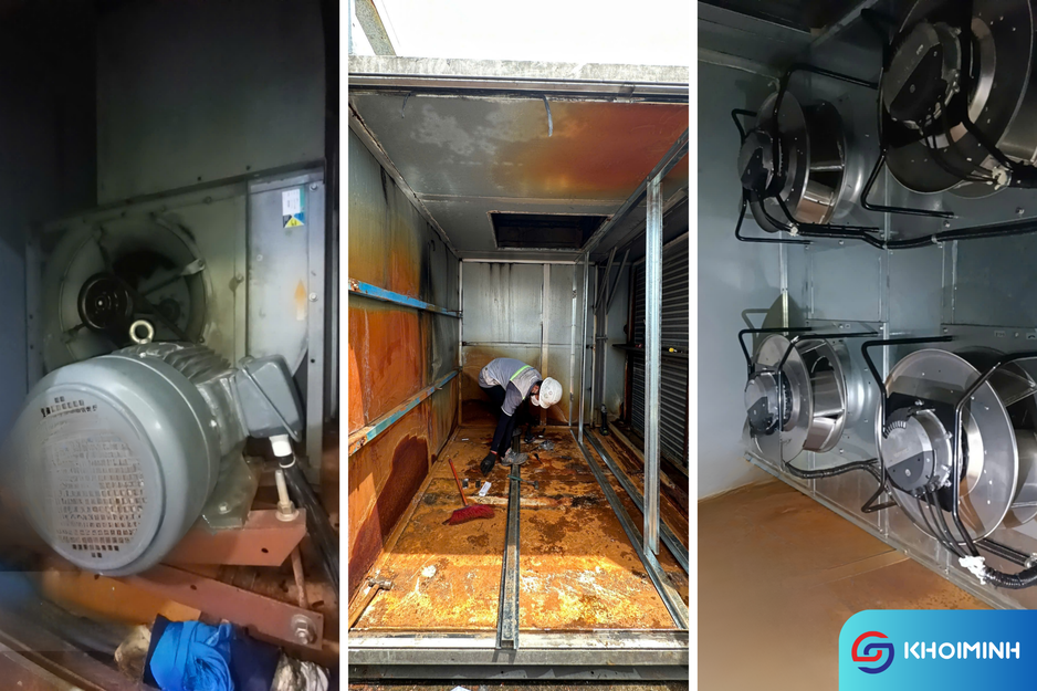 Trước và sau khi cải tạo quạt EC cho AHU