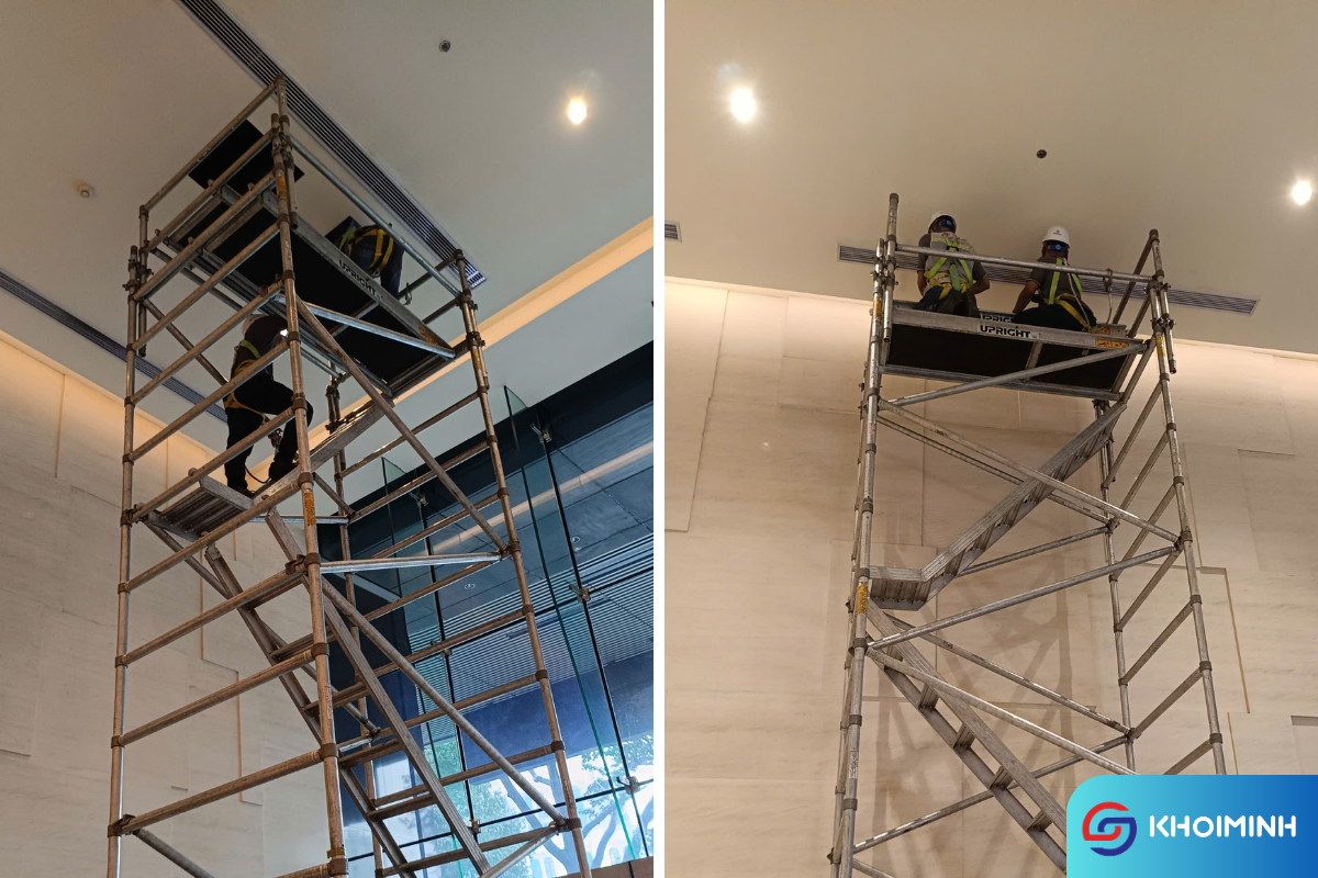 Bảo trì FCU, Vệ sinh miệng gió tại sảnh lầu 1 Saigon Centre