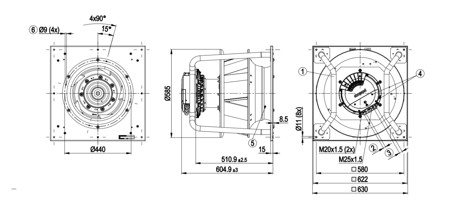 BẢNG VẼ KỸ THUẬT QUẠT LY T&Acirc;M EC K3G500-PC16-N1_KM241523 (EBMPAPST)