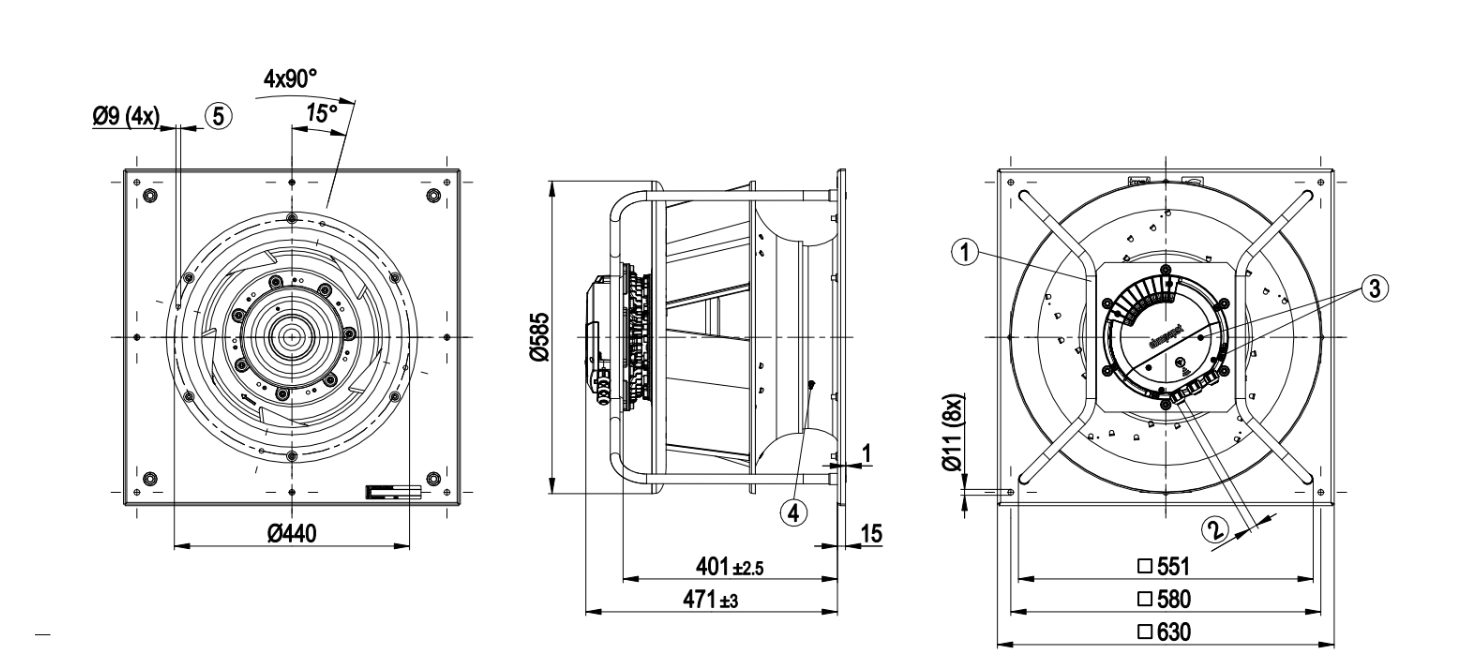 BẢNG VẼ KỸ THUẬT QUẠT LY T&Acirc;M EC K3G500-PB24-03_KM260717 (EBMPAPST)