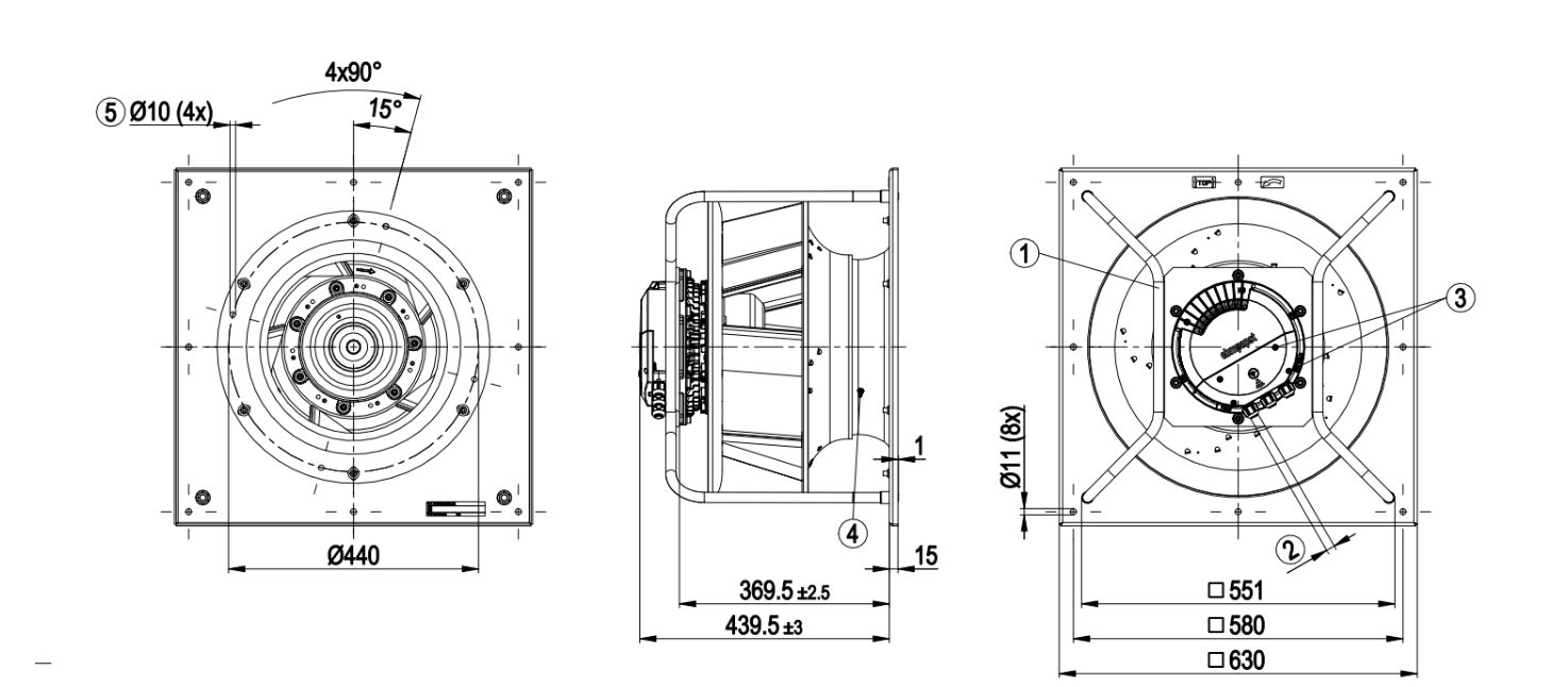 BẢNG VẼ KỸ THUẬT QUẠT LY T&Acirc;M EC K3G400-PW03-01 (EBMPAPST)