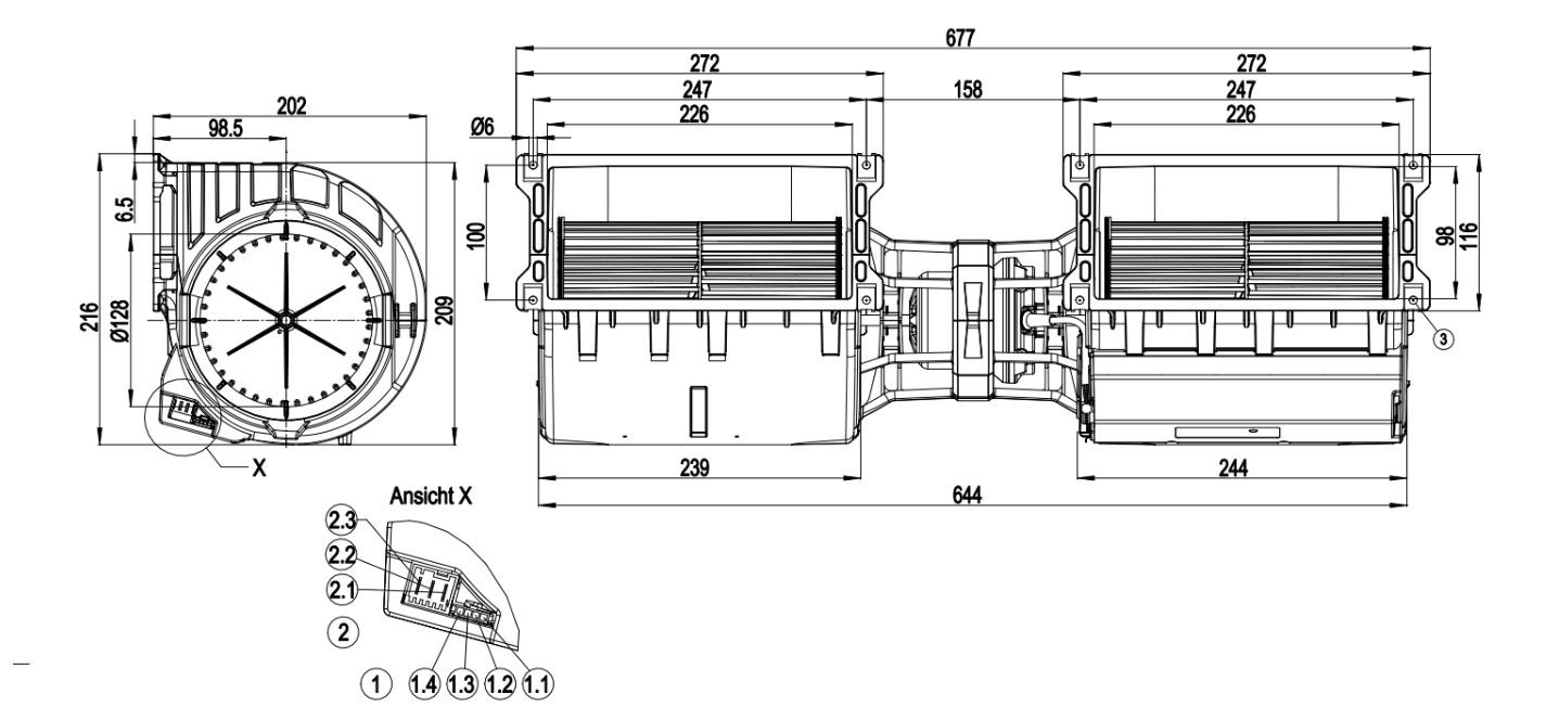 BẢNG VẼ KỸ THUẬT QUẠT LY T&Acirc;M EC K3G146-AC15-01 (EBMPAPST)