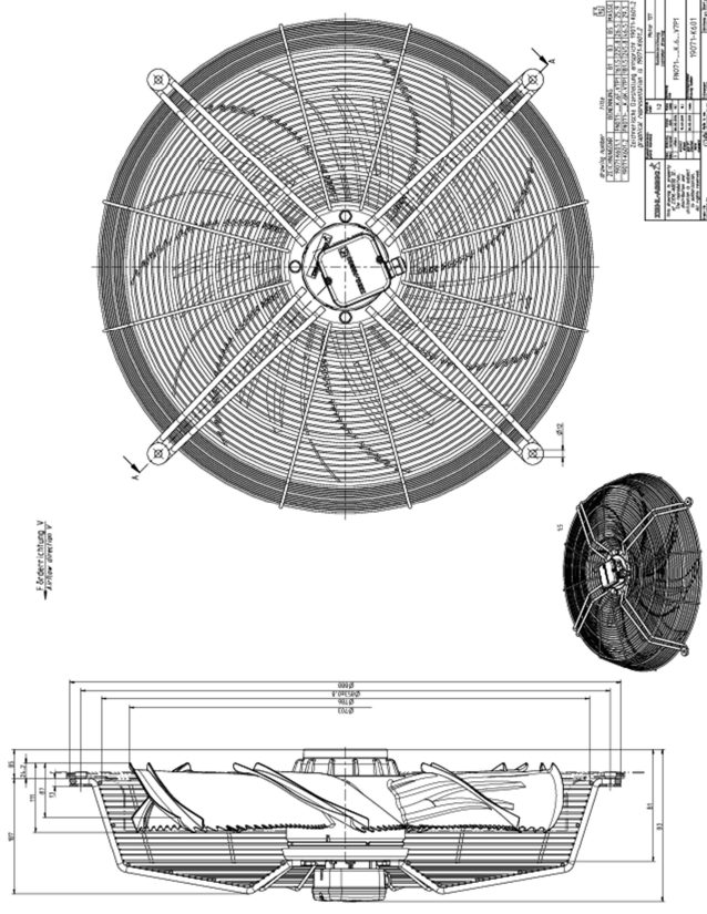 BẢNG VẼ KỸ THUẬT QUẠT HƯỚNG TRỤC ZIEHL-ABEGG FN071-SDK.6F.V7P1
