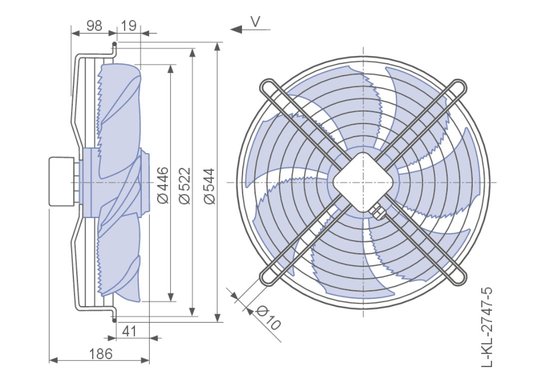 BẢNG VẼ KỸ THUẬT QUẠT HƯỚNG TRỤC ZIEHL-ABEGG FN045-4EK.2F.V7P2