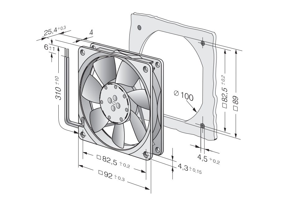 bảng vẽ kỹ thuật QUẠT COMPACT EBMPAPST 3412 NGH